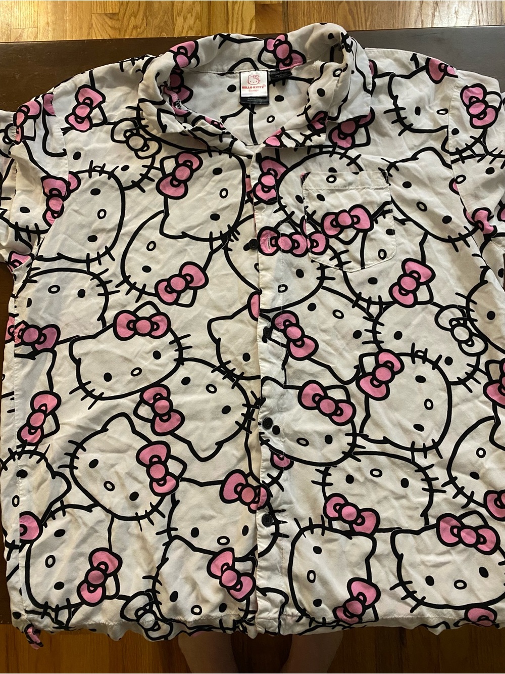 Hello Kitty White & Pink Button-Up Shirt